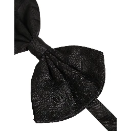 Men Black Patterned Adjustable Neck Papillon Bow Tie