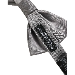 Men Gray 100% Silk Adjustable Neck Papillon Bow Tie