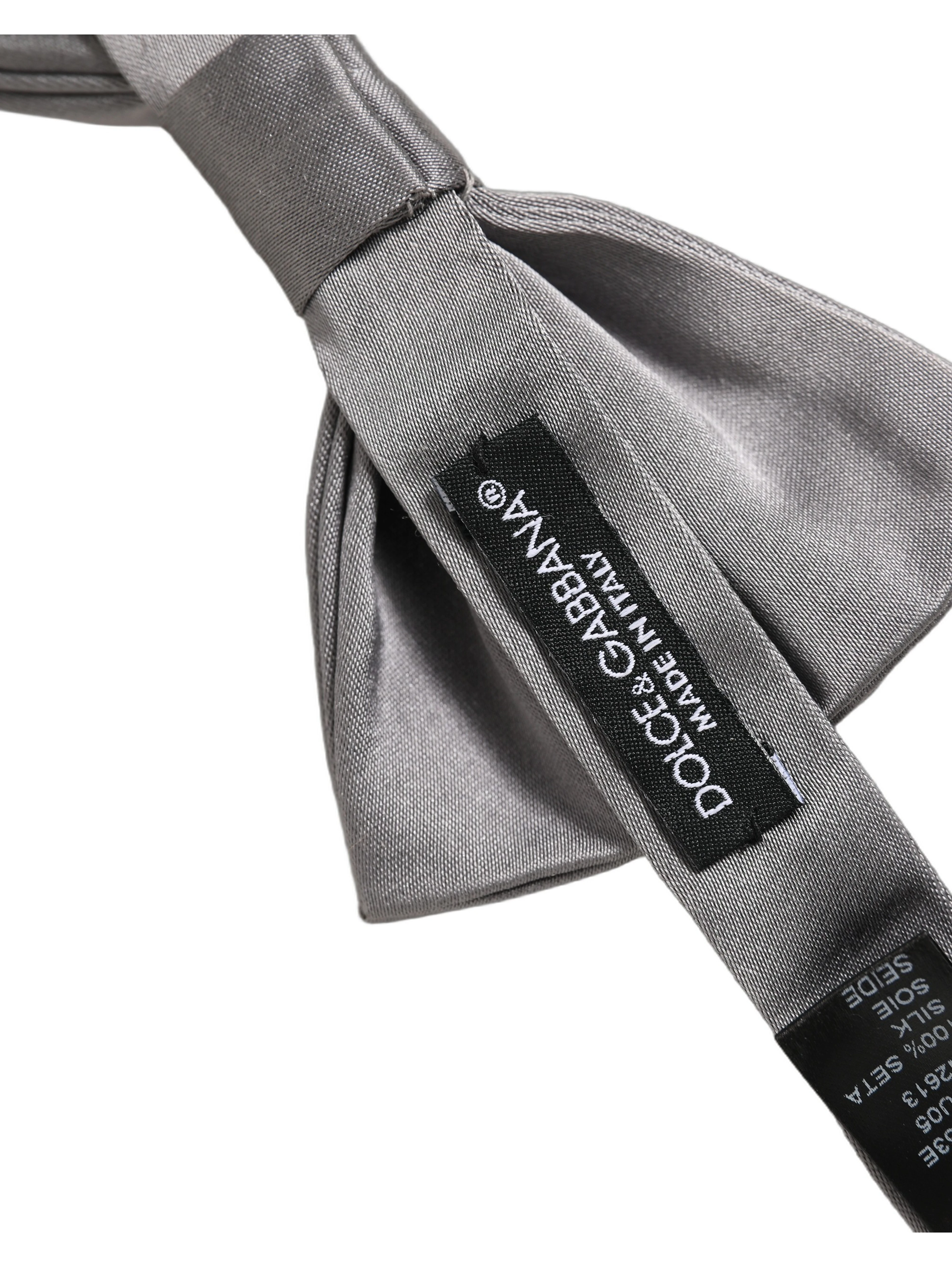 Men Gray 100% Silk Adjustable Neck Papillon Bow Tie