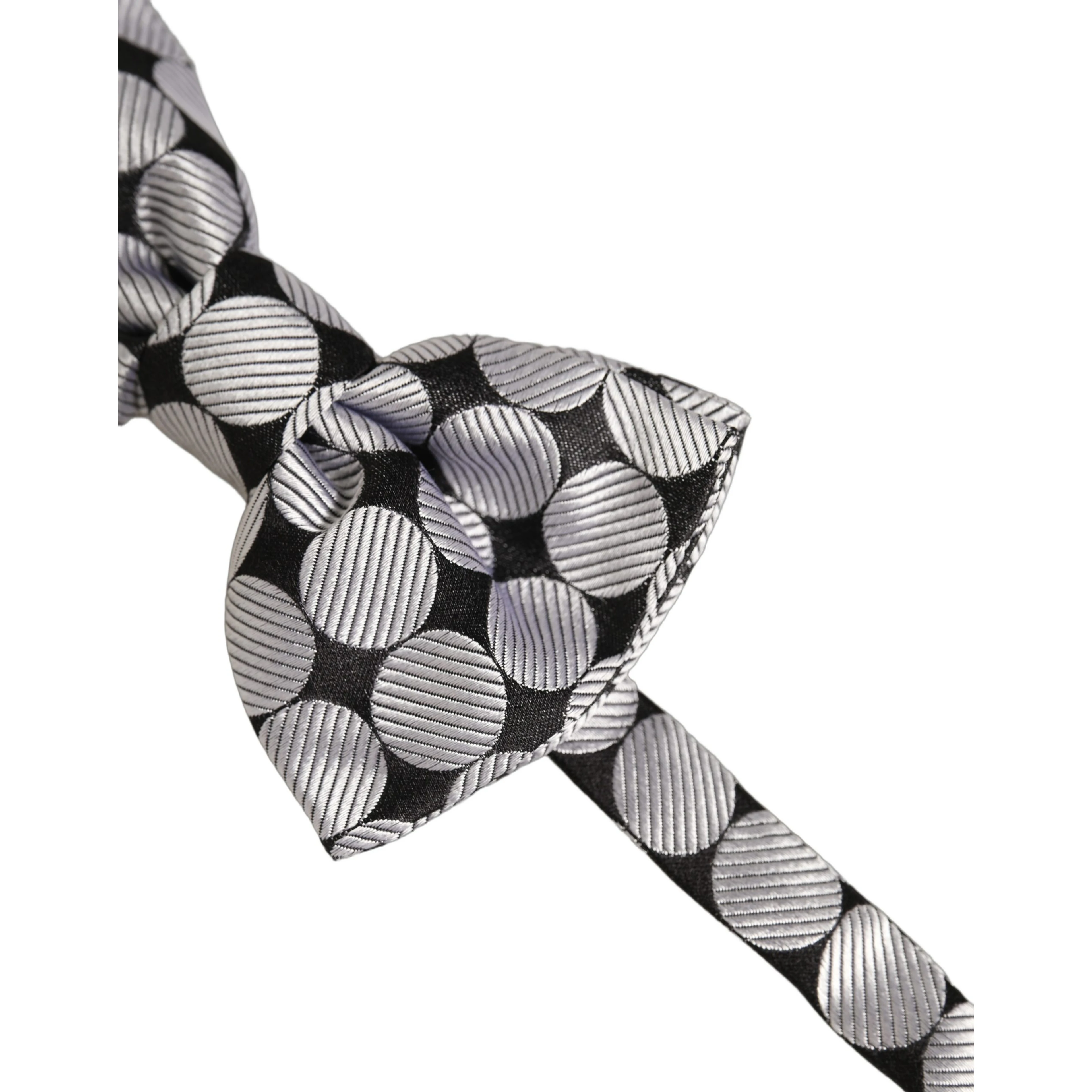 Men Black Silver Circles Adjustable Neck Papillon Bow Tie
