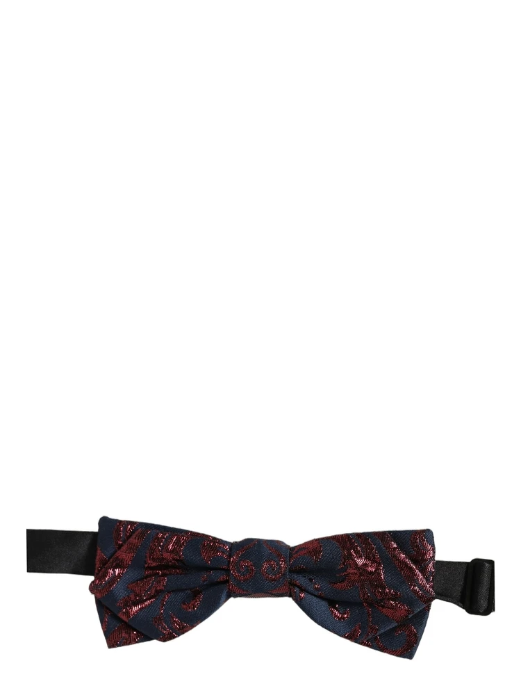 Men Blue Red Paisley Adjustable Neck Papillon Bow Tie