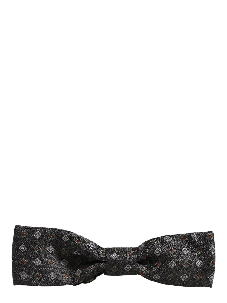Men Dark Gray Geometric Adjustable Bow Tie