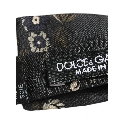 Men Black Floral Silk Adjustable Neck Papillon Bow Tie