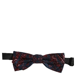Men Blue Red Paisley Adjustable Neck Papillon Bow Tie