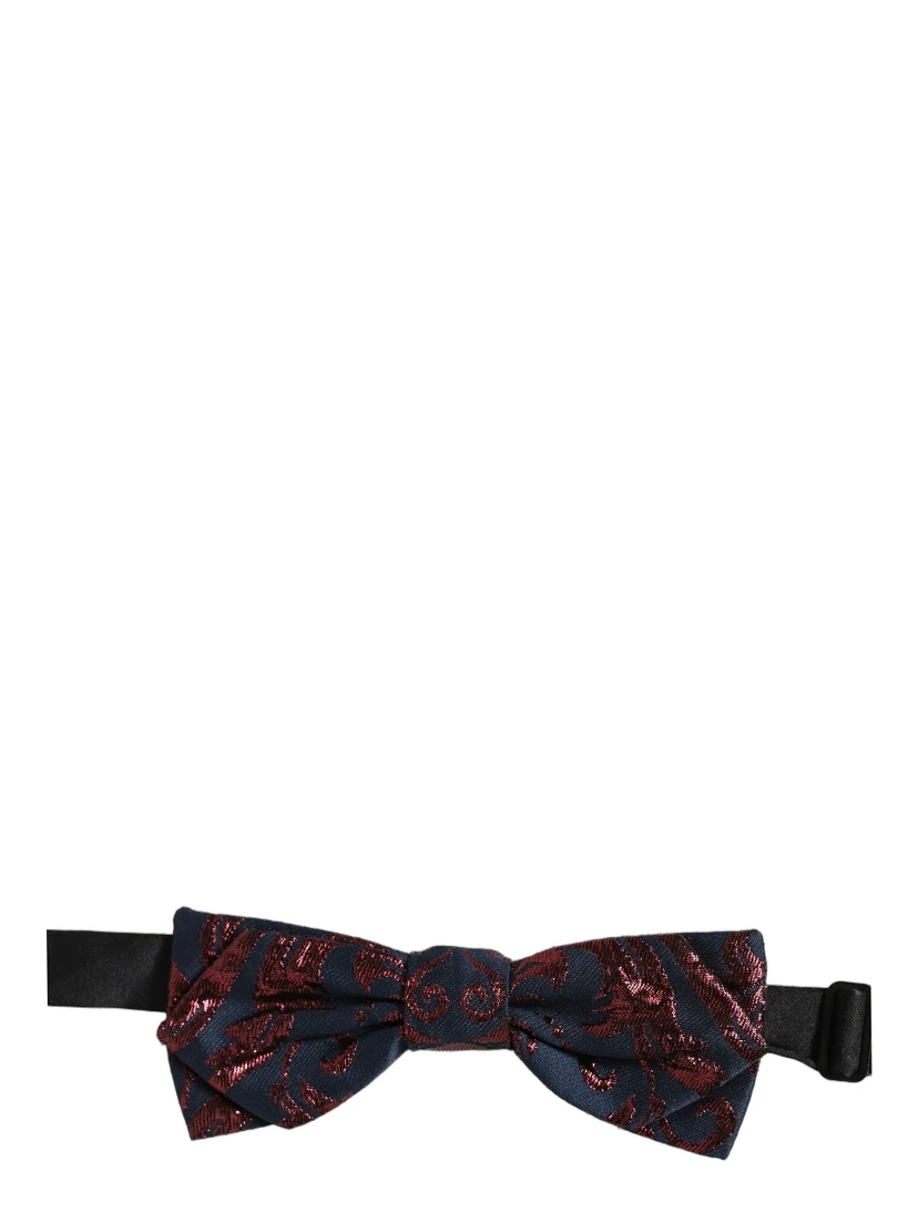 Men Blue Red Paisley Adjustable Neck Papillon Bow Tie