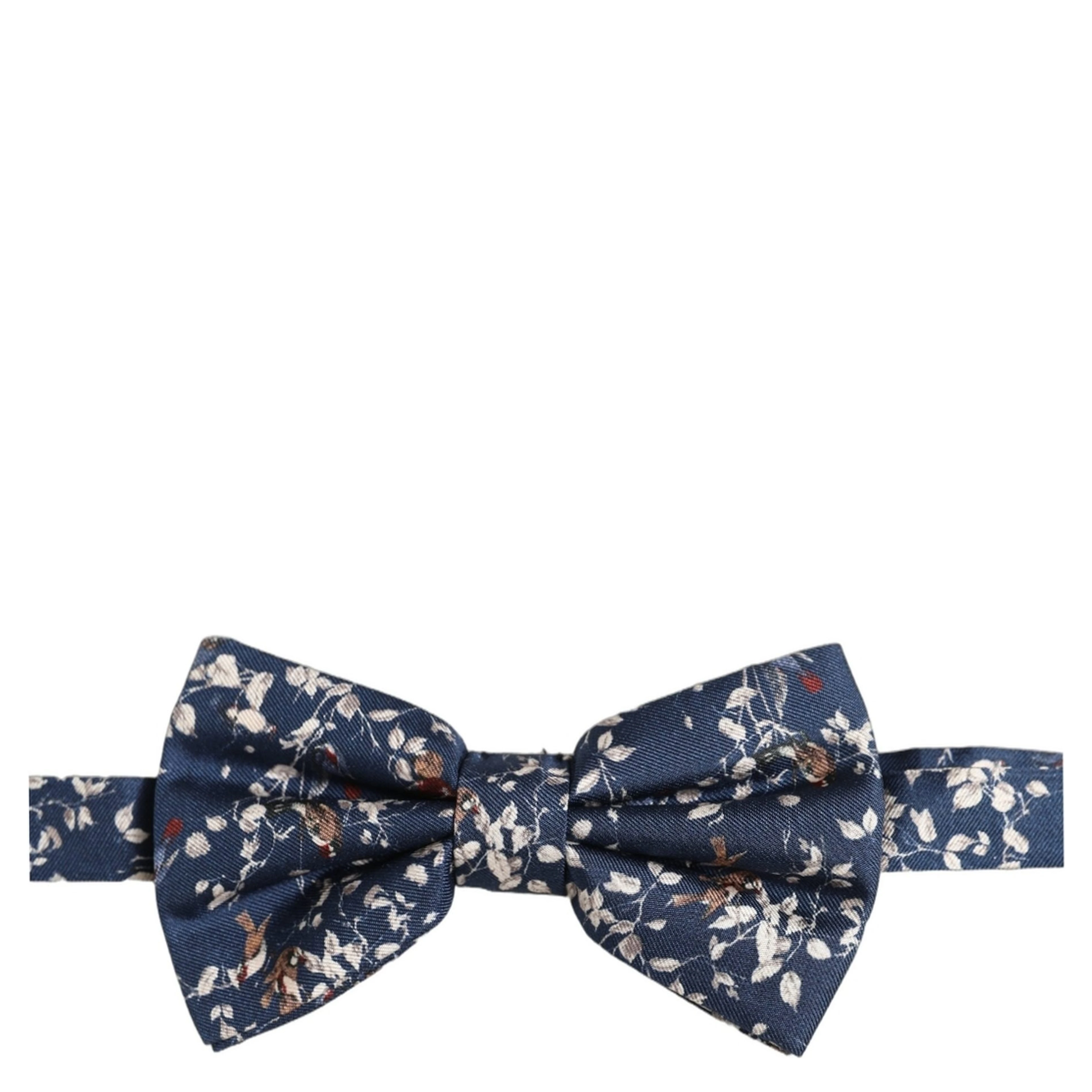 Men Navy Blue Floral Adjustable Neck Papillon Bow Tie