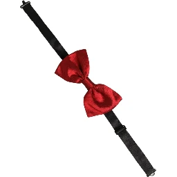 Men Black Red Silk Adjustable Neck Papillon Bow Tie