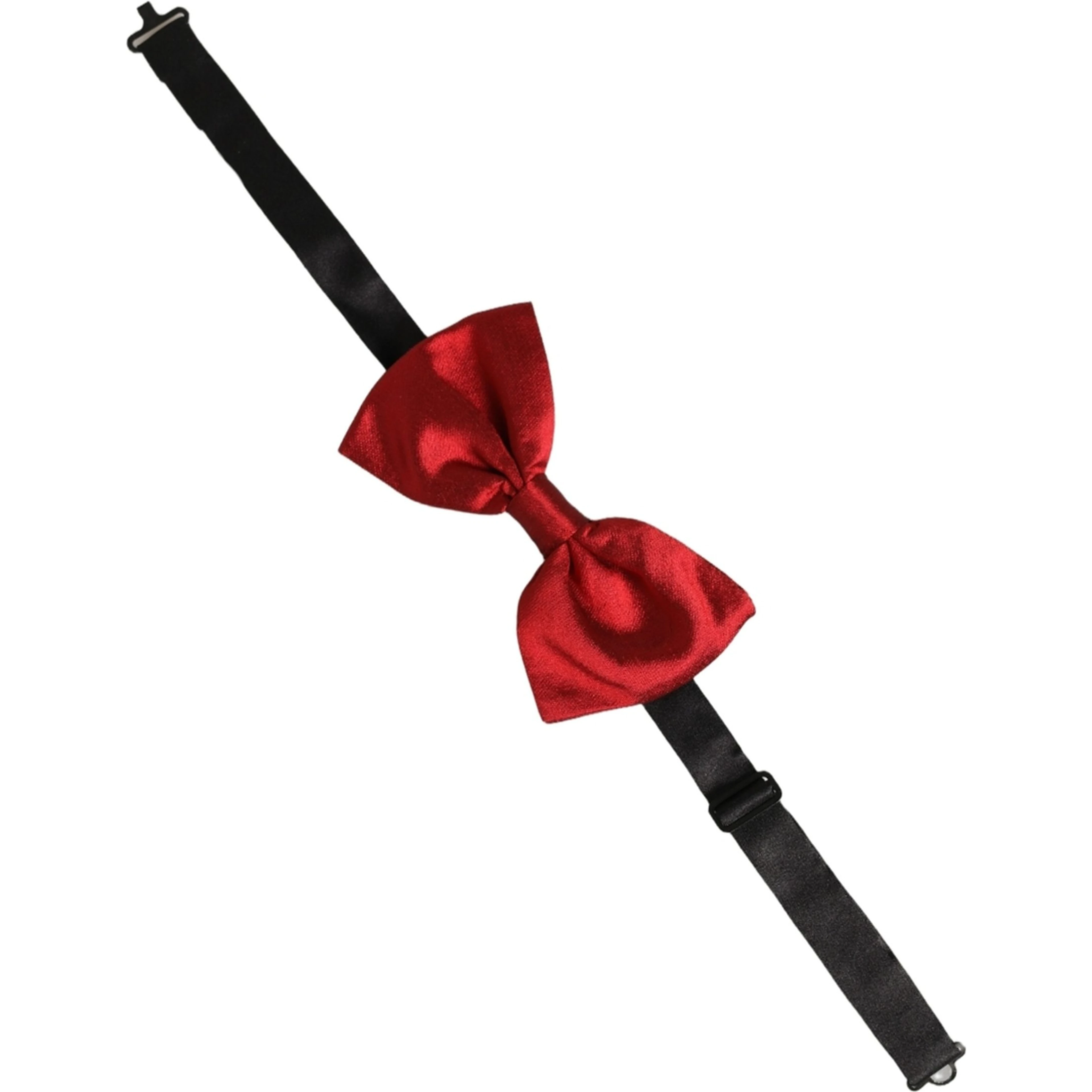 Men Black Red Silk Adjustable Neck Papillon Bow Tie
