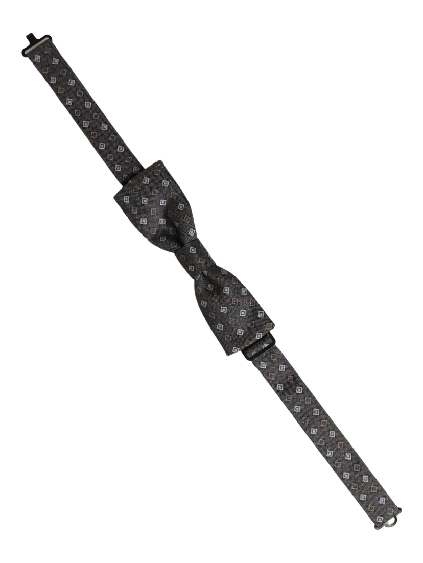Men Dark Gray Geometric Adjustable Bow Tie