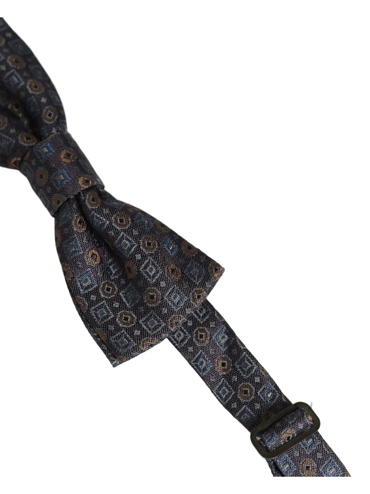 Men Dark Gray Geometric Adjustable Neck Bow Tie alternative