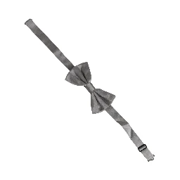 Men Gray 100% Silk Adjustable Neck Papillon Bow Tie