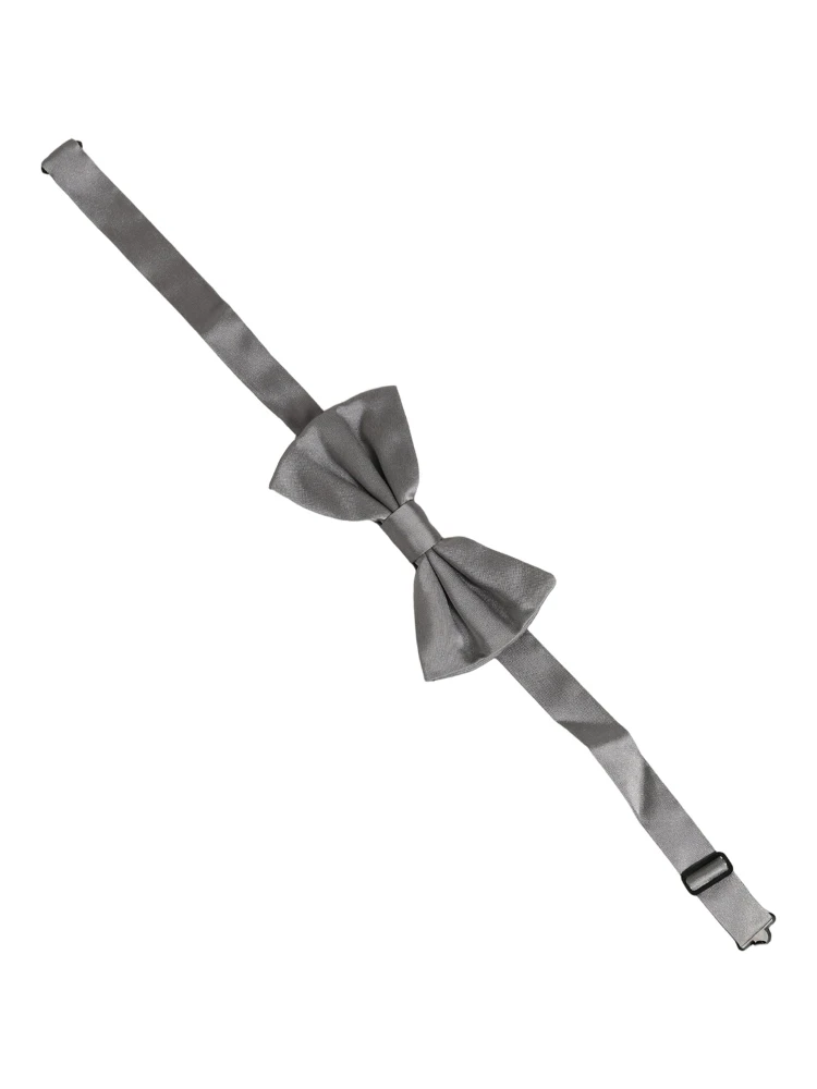 Men Gray 100% Silk Adjustable Neck Papillon Bow Tie alternative