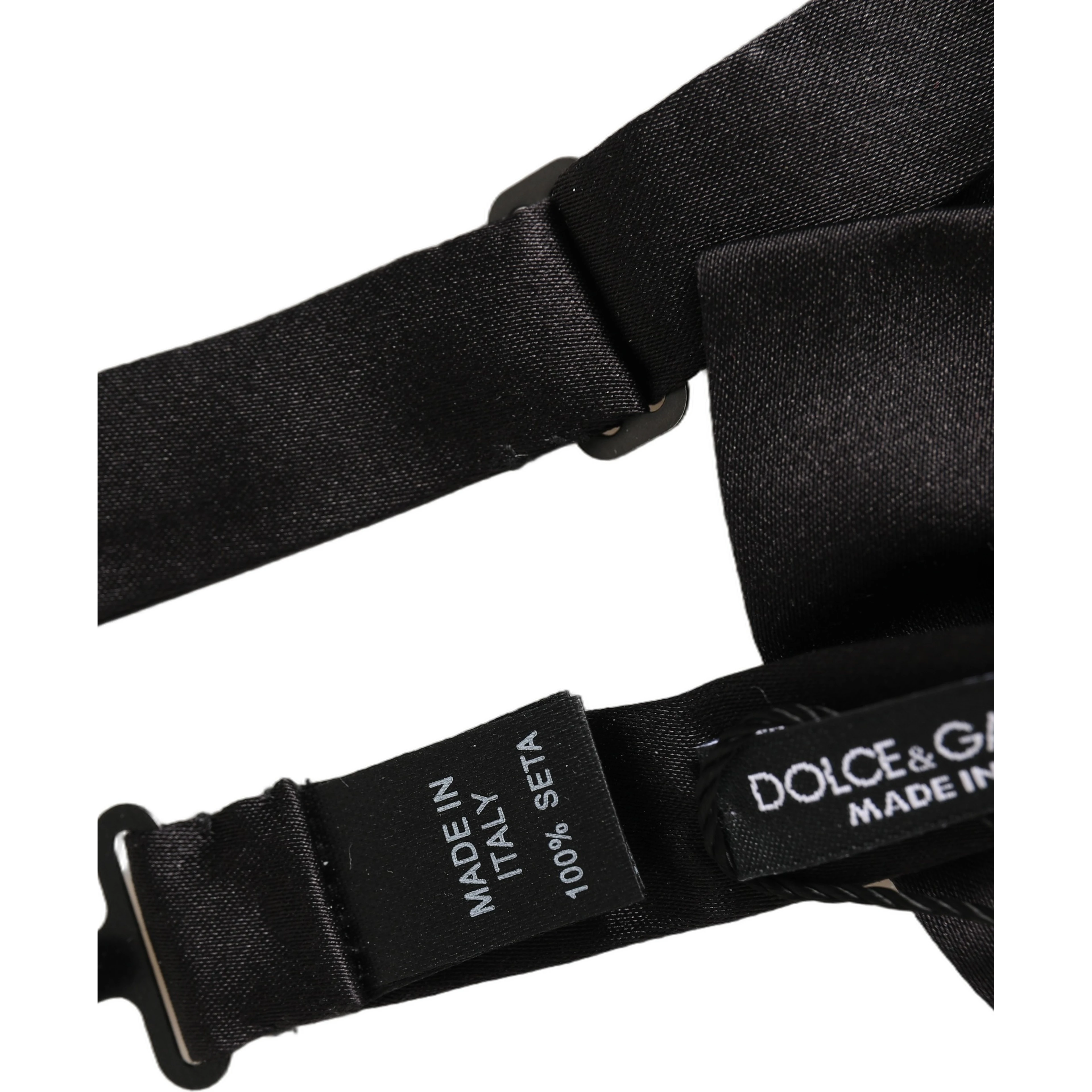 Men Black 100% Silk Adjustable Neck Papillon Bow Tie
