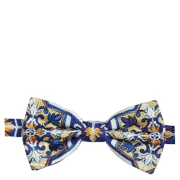 Men Multicolor Majolica Adjustable Neck Papillon Bow Tie