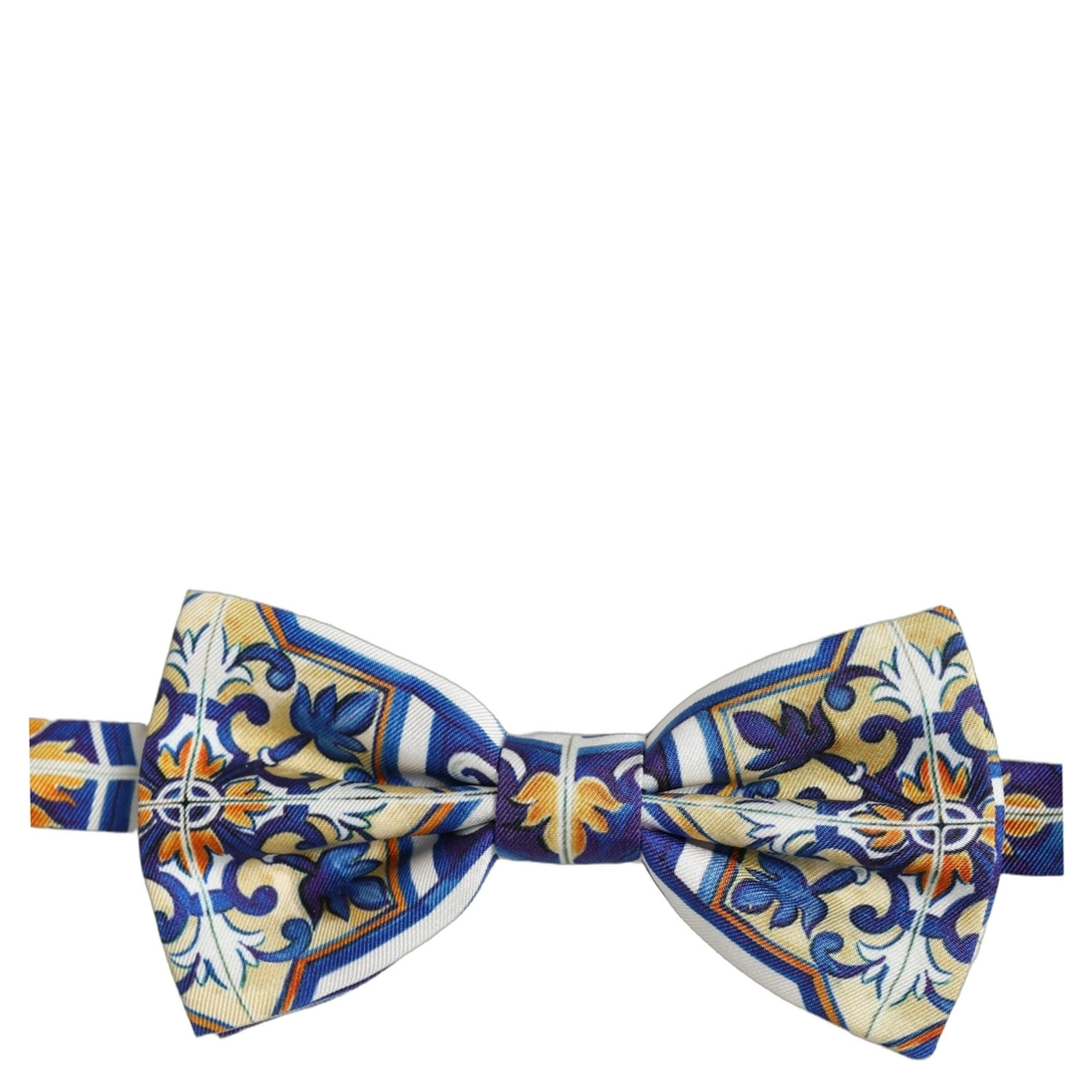 Men Multicolor Majolica Adjustable Neck Papillon Bow Tie