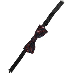 Men Blue Red Paisley Adjustable Neck Papillon Bow Tie