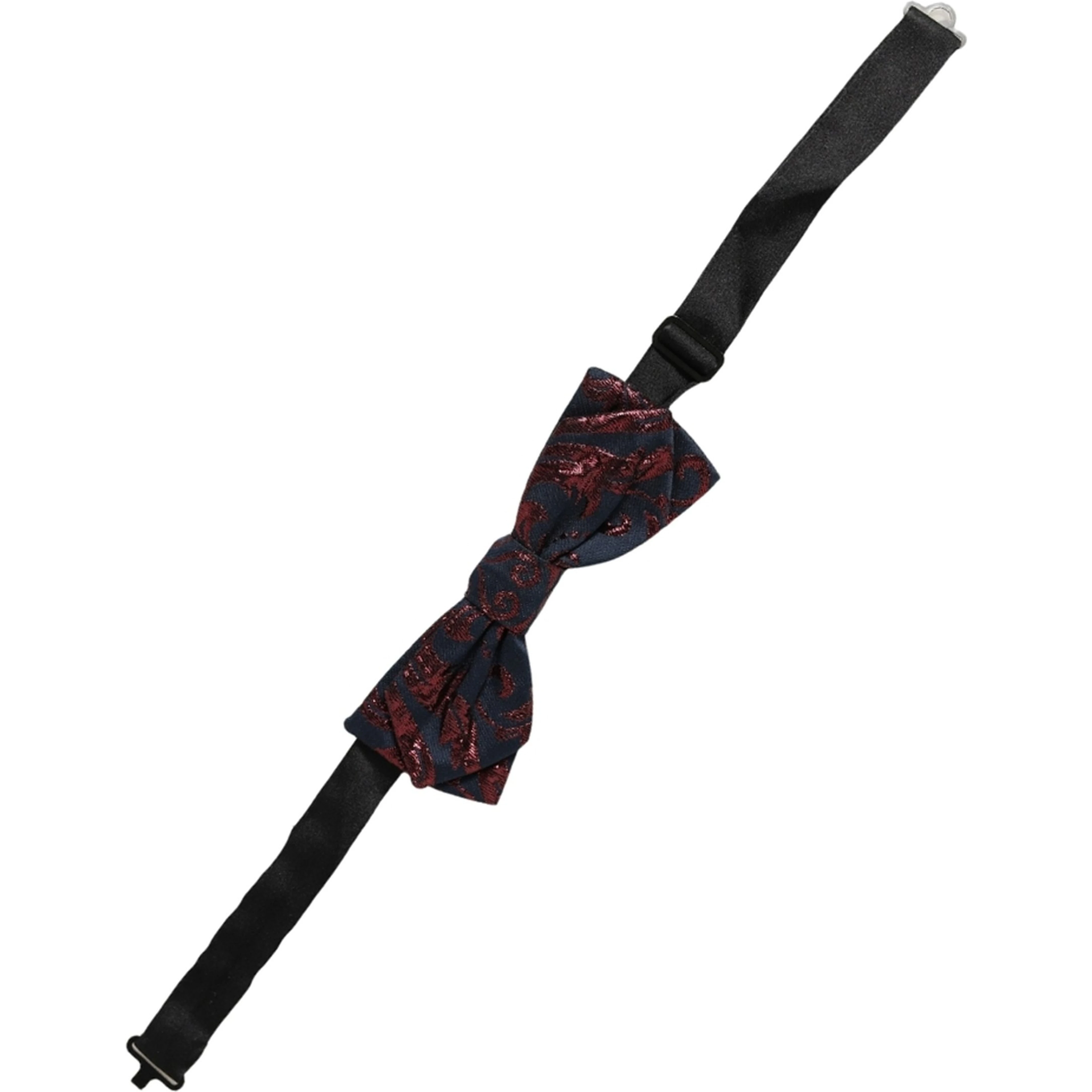Men Blue Red Paisley Adjustable Neck Papillon Bow Tie
