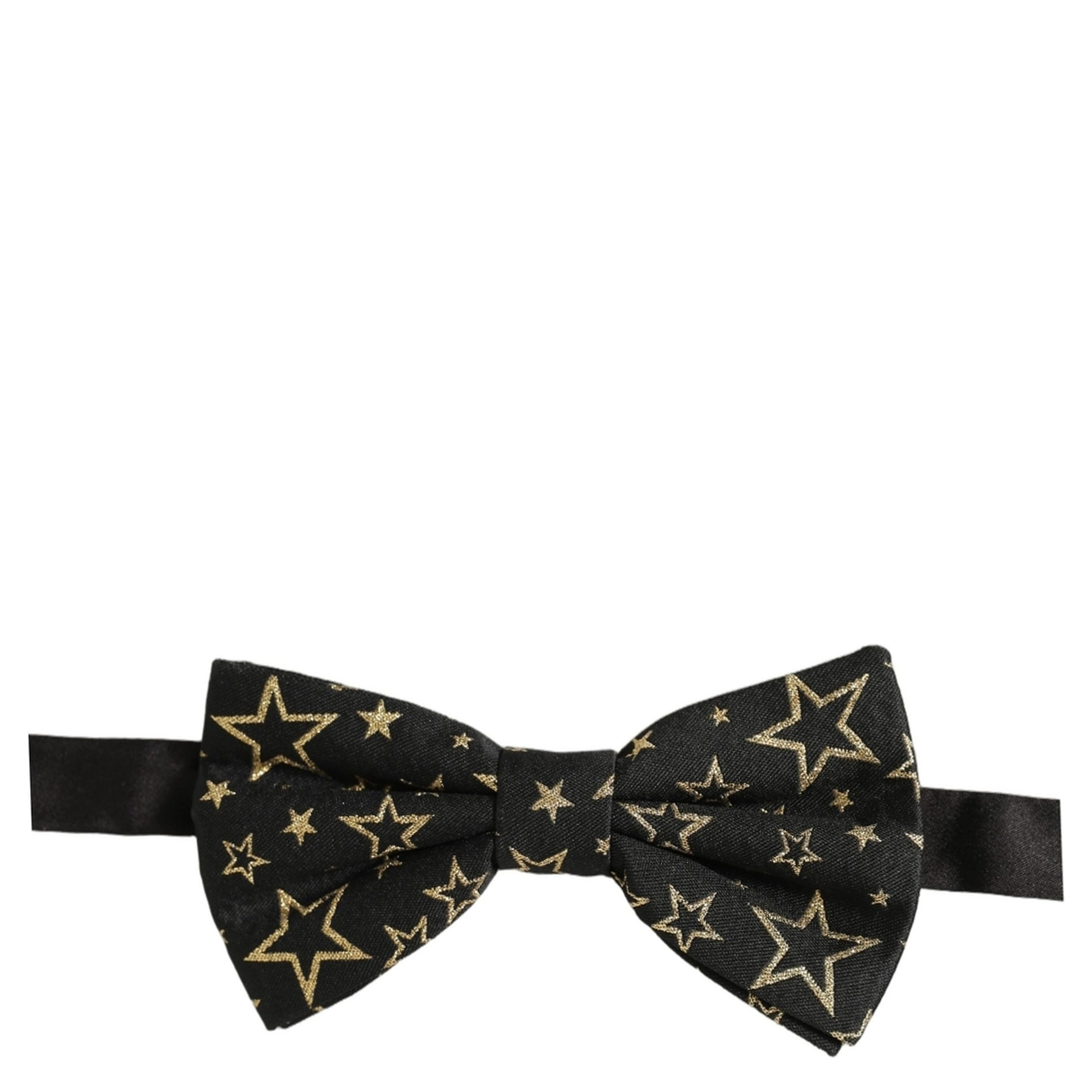 Men Black Star 100% Silk Adjustable Neck Papillon Bow Tie