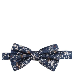 Men Navy Blue Floral Adjustable Neck Papillon Bow Tie