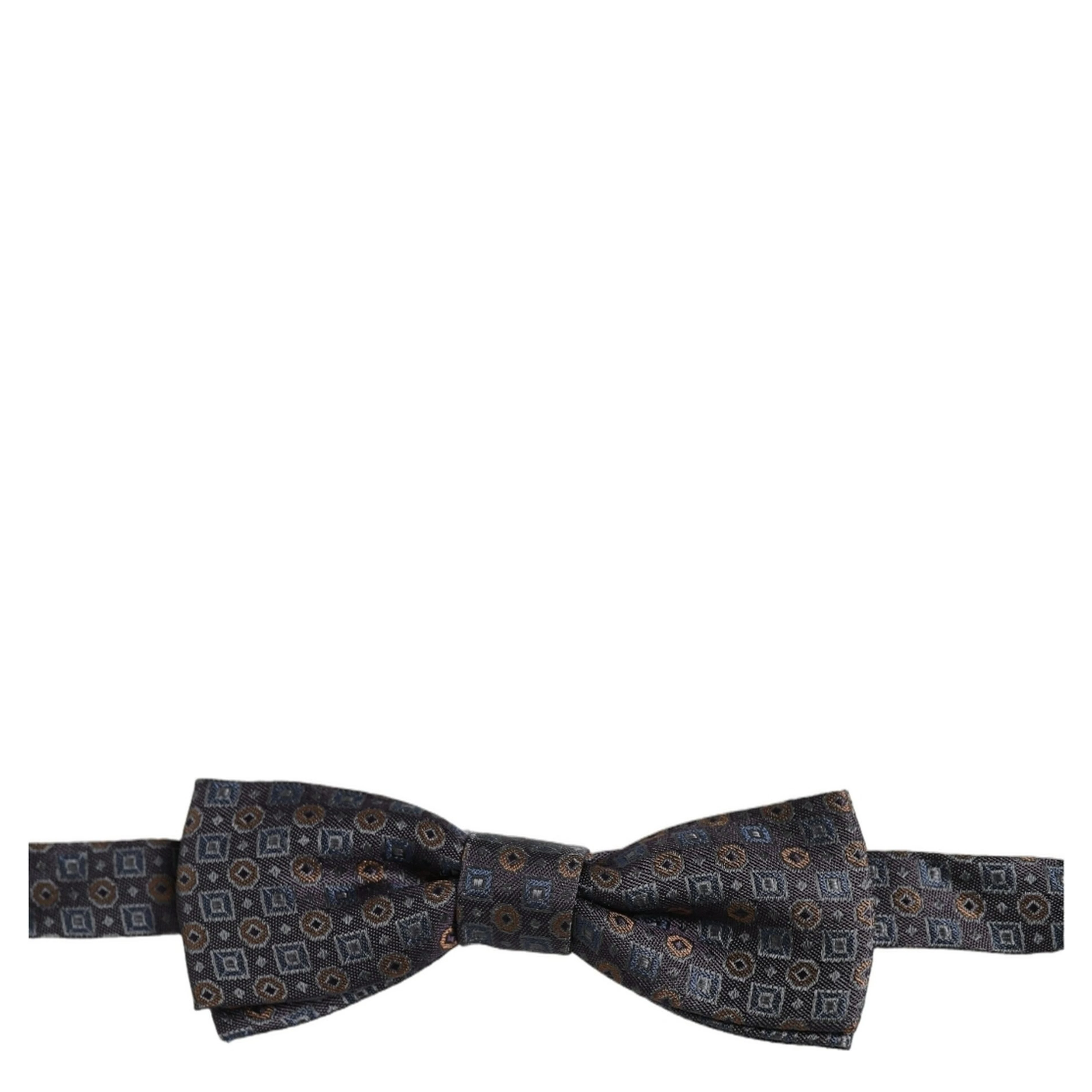 Men Dark Gray Geometric Adjustable Neck Bow Tie