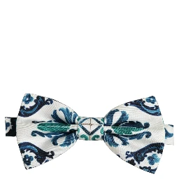 Men White Sicilian Silk Adjustable Neck Papillon Bow Tie