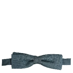 Men Steel Blue 100% Silk Adjustable Neck Papillon Bow Tie
