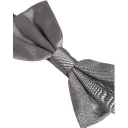 Men Gray 100% Silk Adjustable Neck Papillon Bow Tie