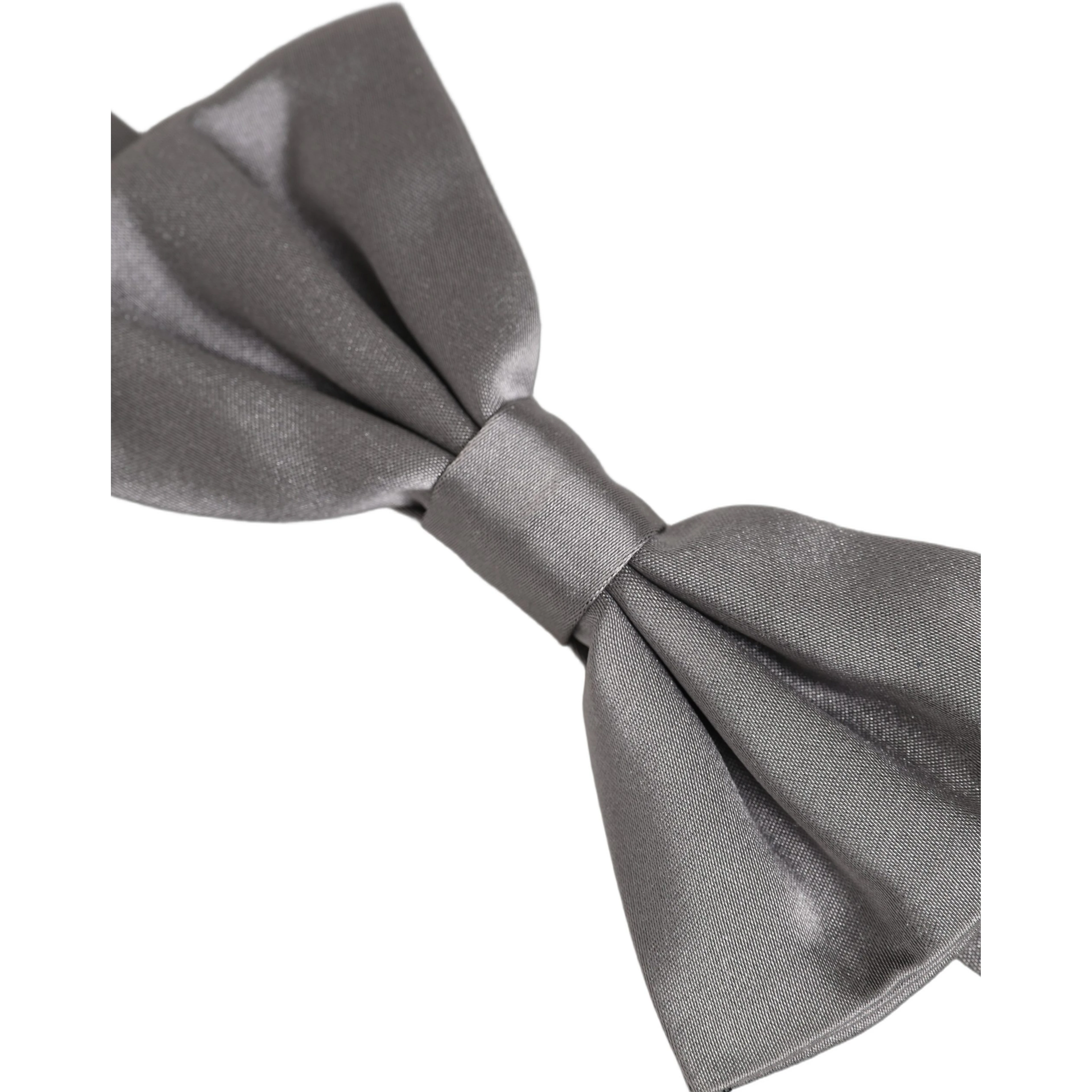 Men Gray 100% Silk Adjustable Neck Papillon Bow Tie