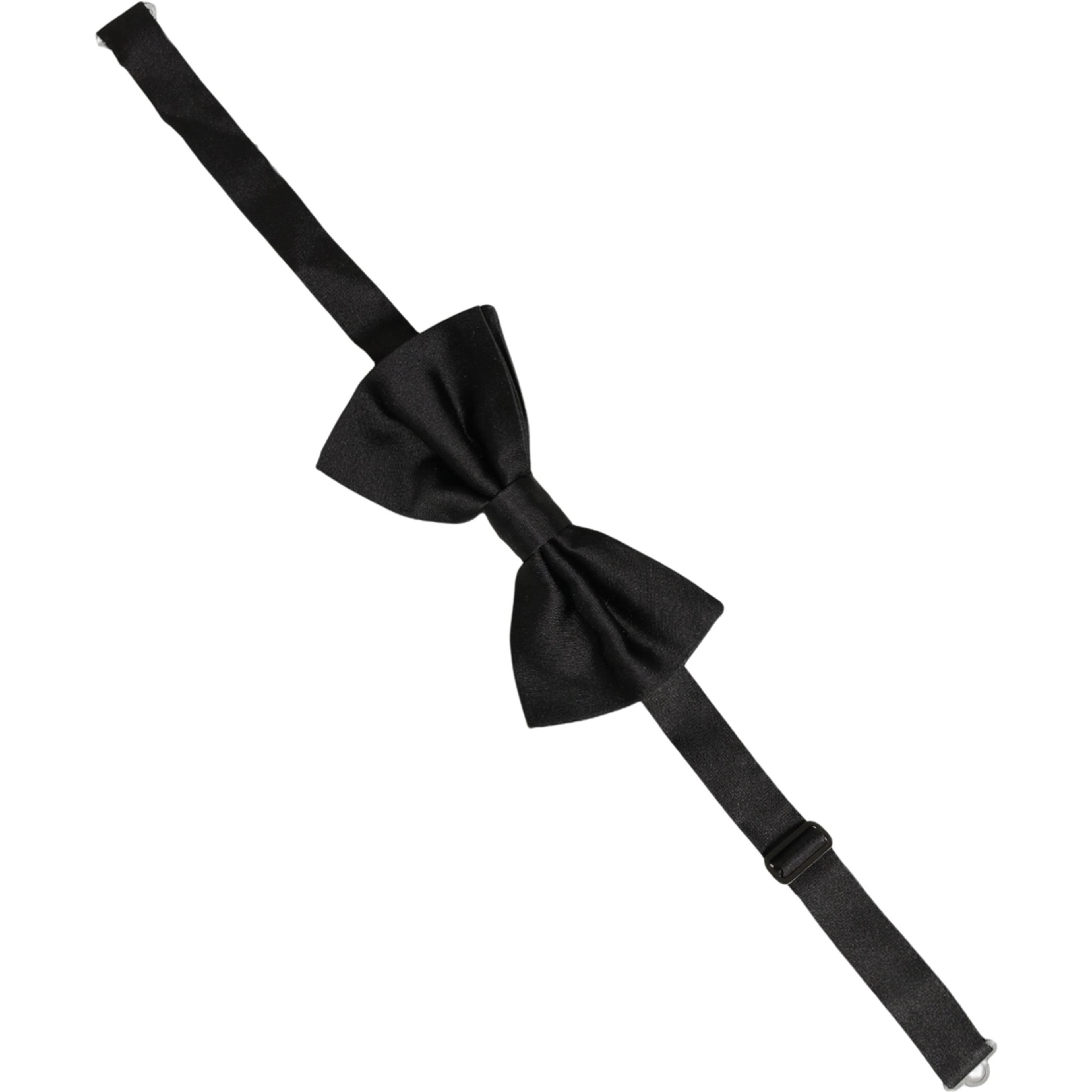 Men Black 100% Silk Adjustable Neck Papillon Bow Tie