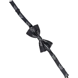 Men Black Crown Silk Adjustable Neck Papillon Bow Tie