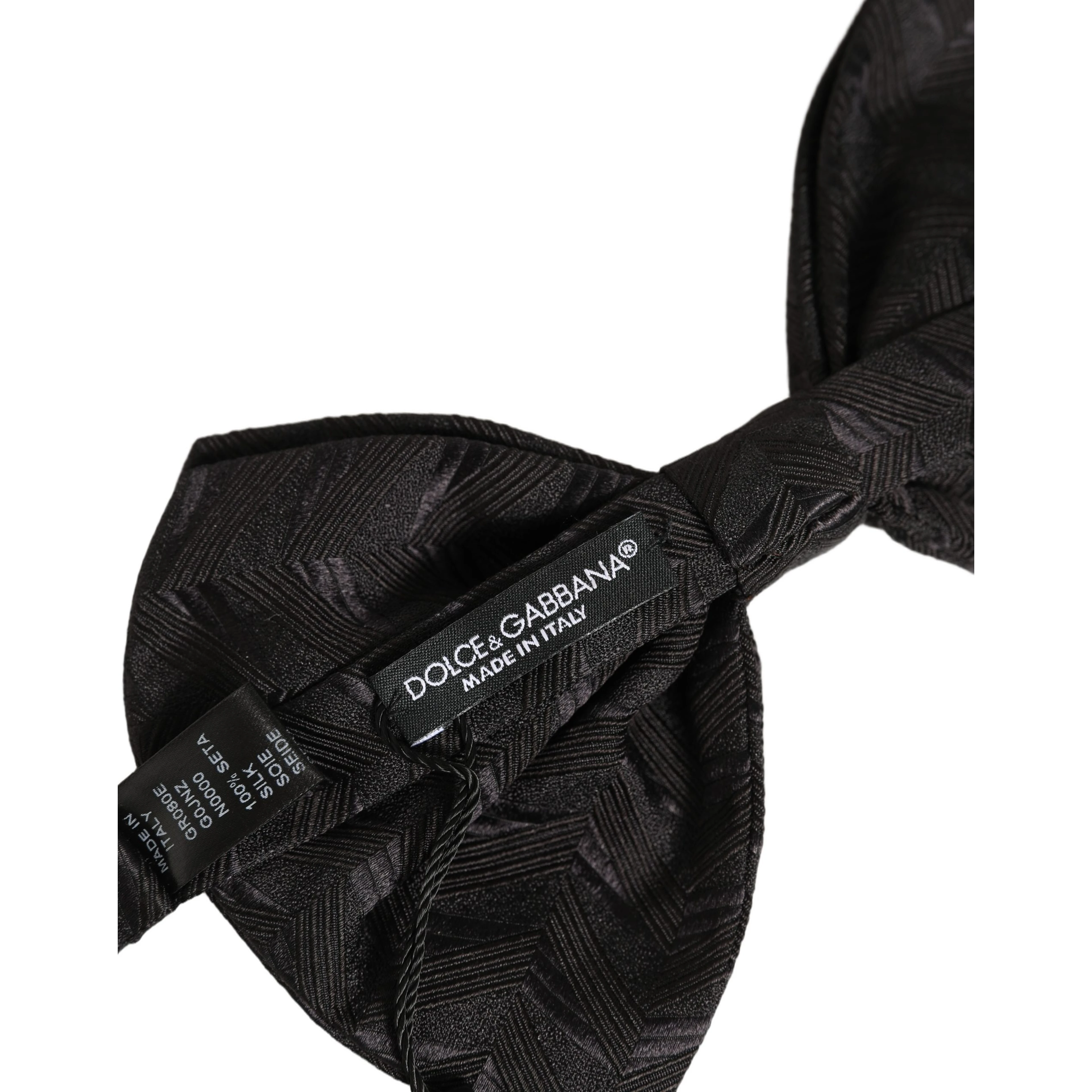 Men Black Patterned Adjustable Neck Papillon Bow Tie