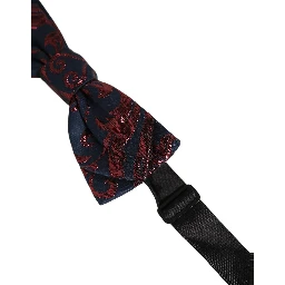 Men Blue Red Paisley Adjustable Neck Papillon Bow Tie
