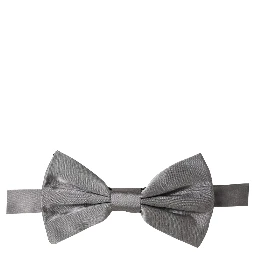 Men Gray 100% Silk Adjustable Neck Papillon Bow Tie