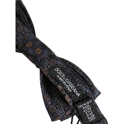 Men Dark Gray Geometric Adjustable Neck Bow Tie