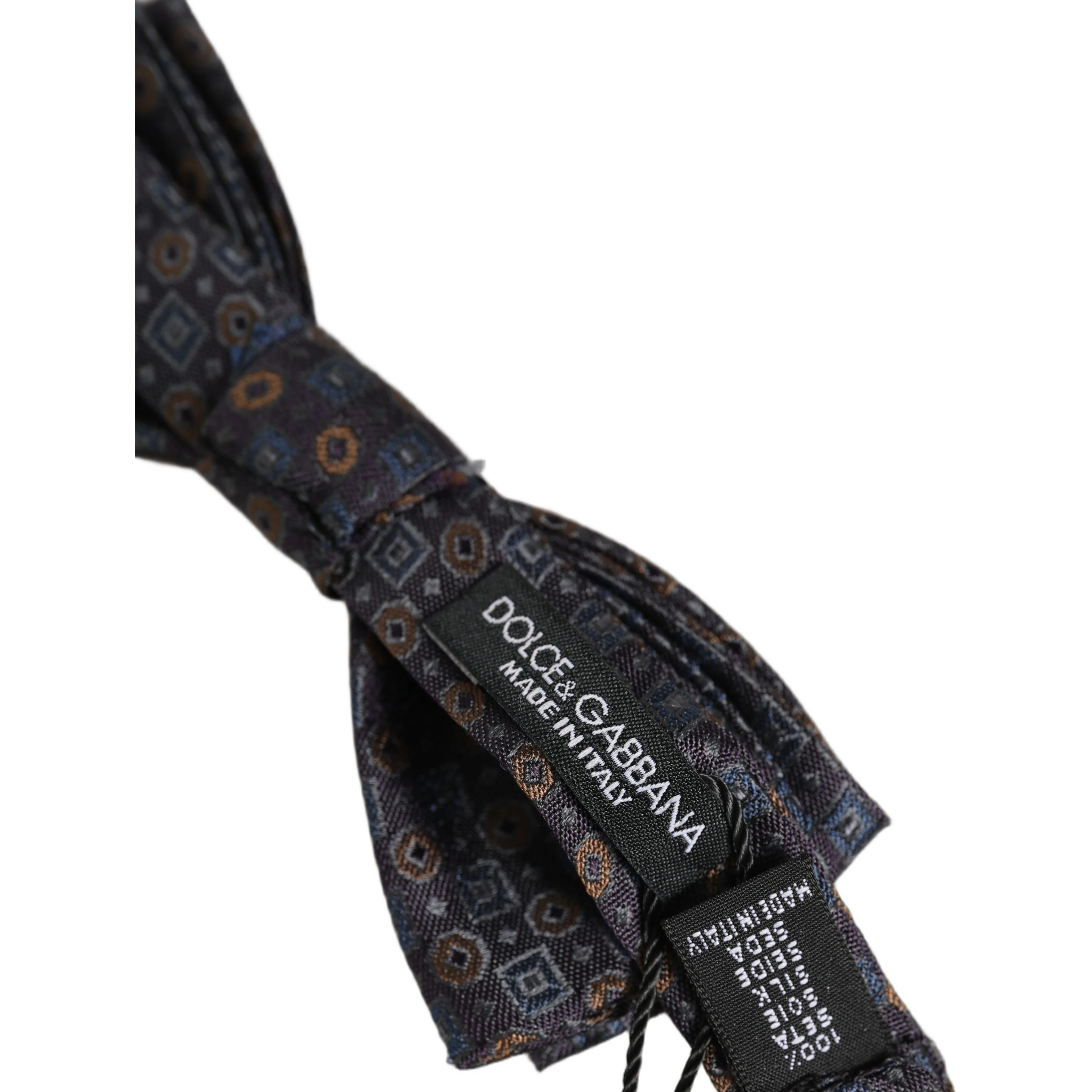 Men Dark Gray Geometric Adjustable Neck Bow Tie