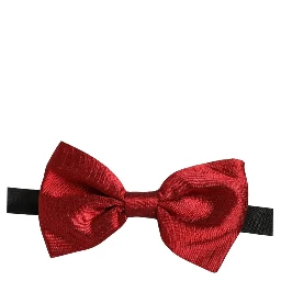 Men Black Red Silk Adjustable Neck Papillon Bow Tie