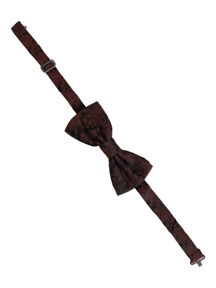 Men Maroon Floral Silk Adjustable Neck Bow Tie alternative