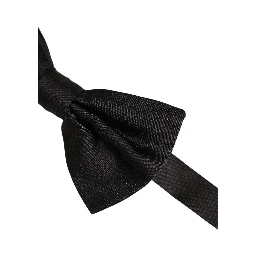 Men Black 100% Silk Adjustable Neck Papillon Bow Tie