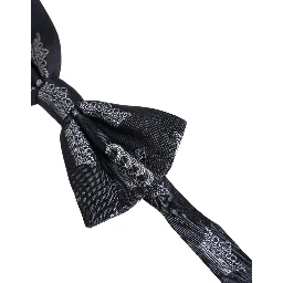 Men Black Crown Silk Adjustable Neck Papillon Bow Tie