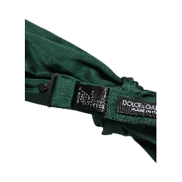 Men Dark Green Silk Adjustable Neck Papillon Bow Tie