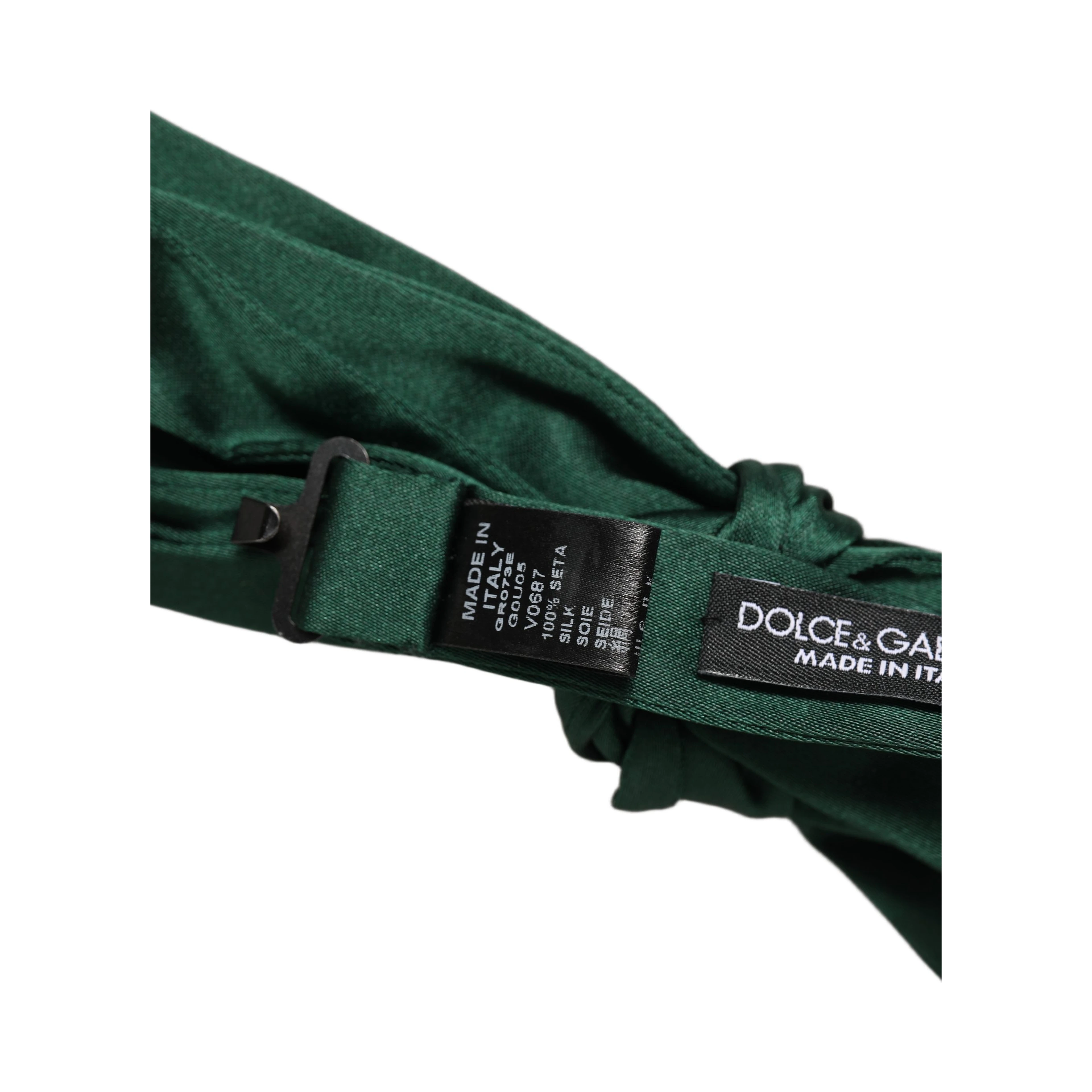 Men Dark Green Silk Adjustable Neck Papillon Bow Tie