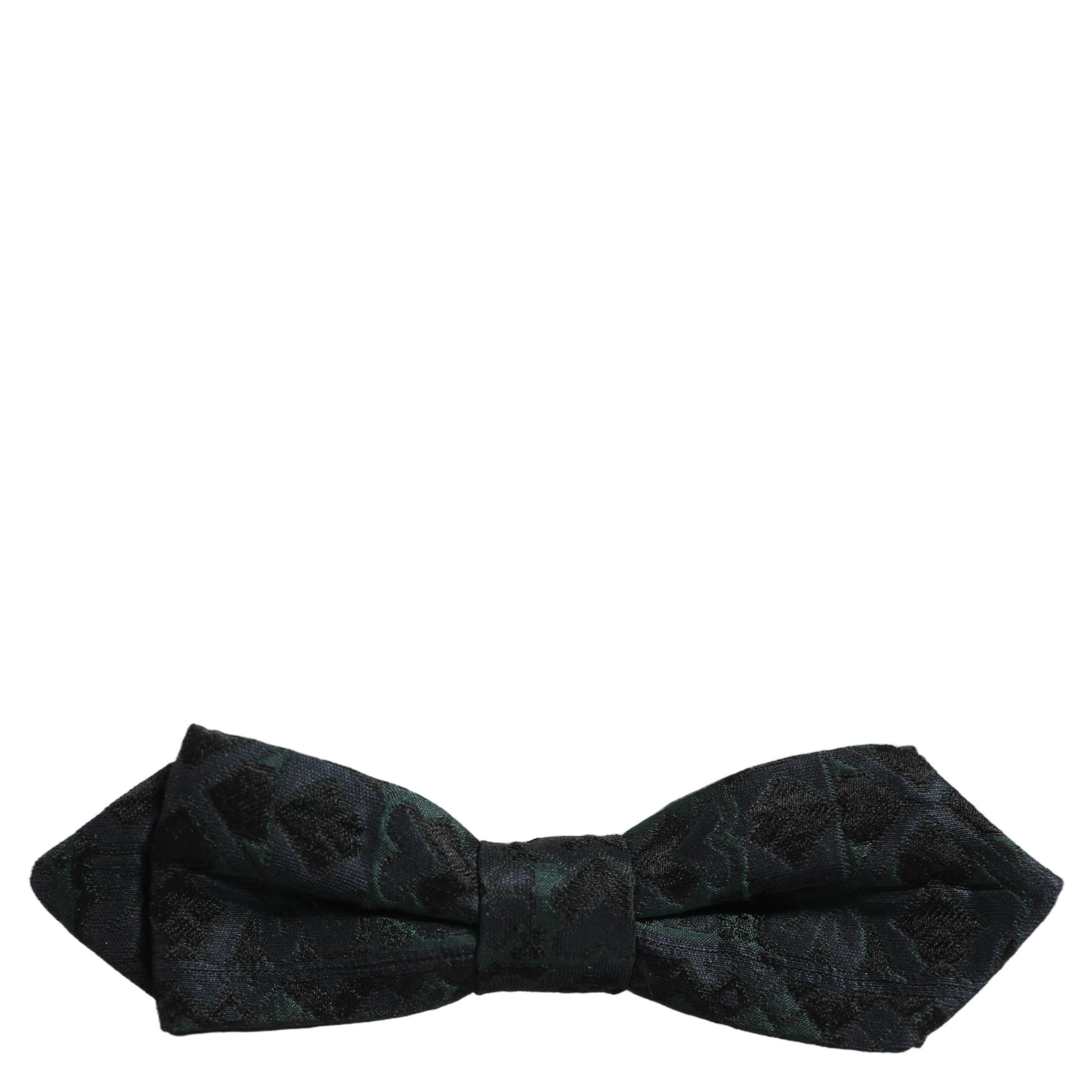 Men Black Green Paisley Adjustable Neck Papillon Bow Tie