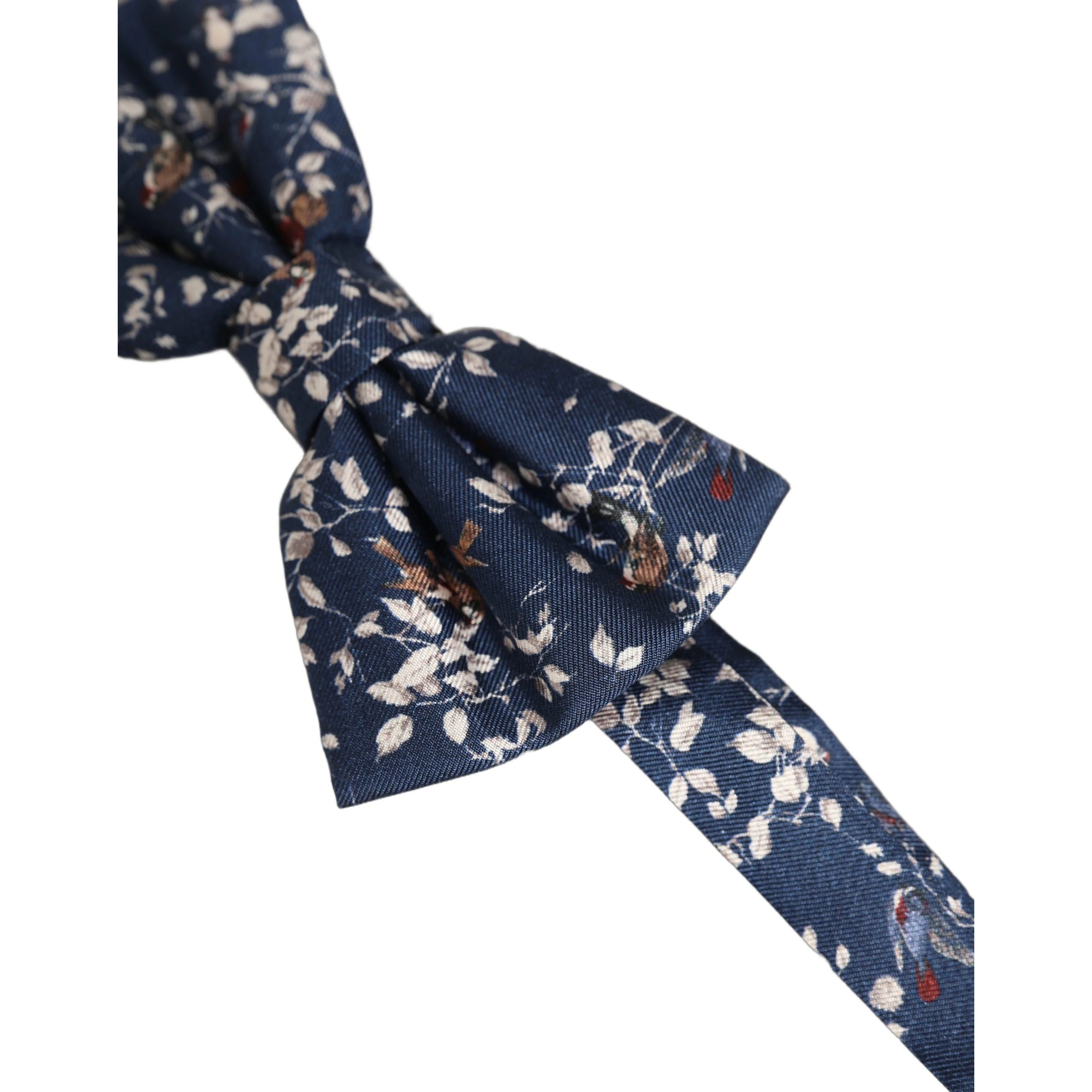 Men Navy Blue Floral Adjustable Neck Papillon Bow Tie