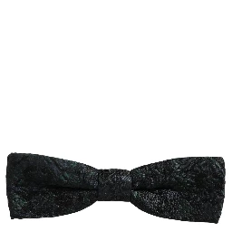 Men Black Green Paisley Adjustable Neck Papillon Bow Tie