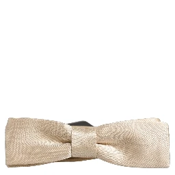Men Beige 100% Silk Adjustable Neck Papillon Bow Tie
