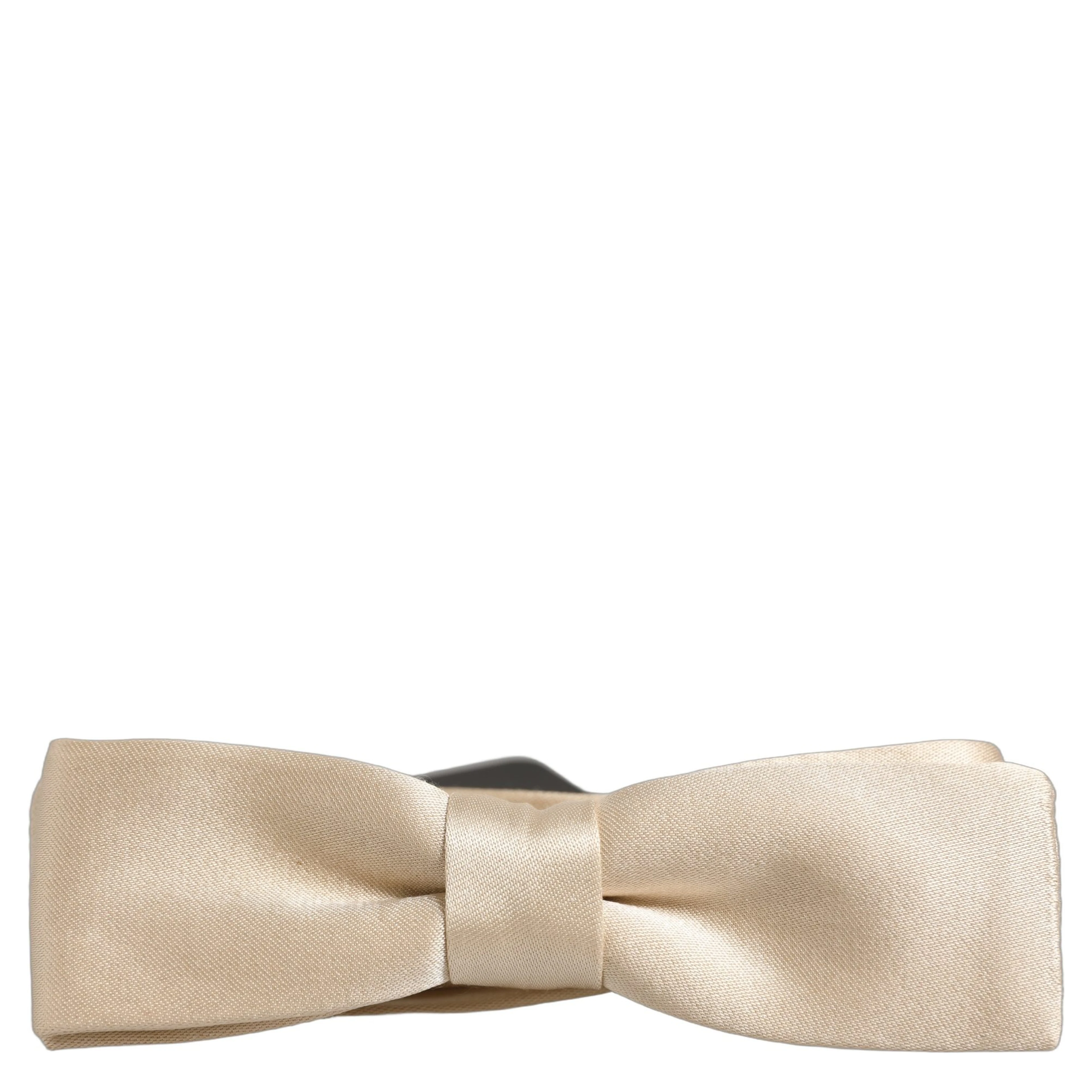 Men Beige 100% Silk Adjustable Neck Papillon Bow Tie