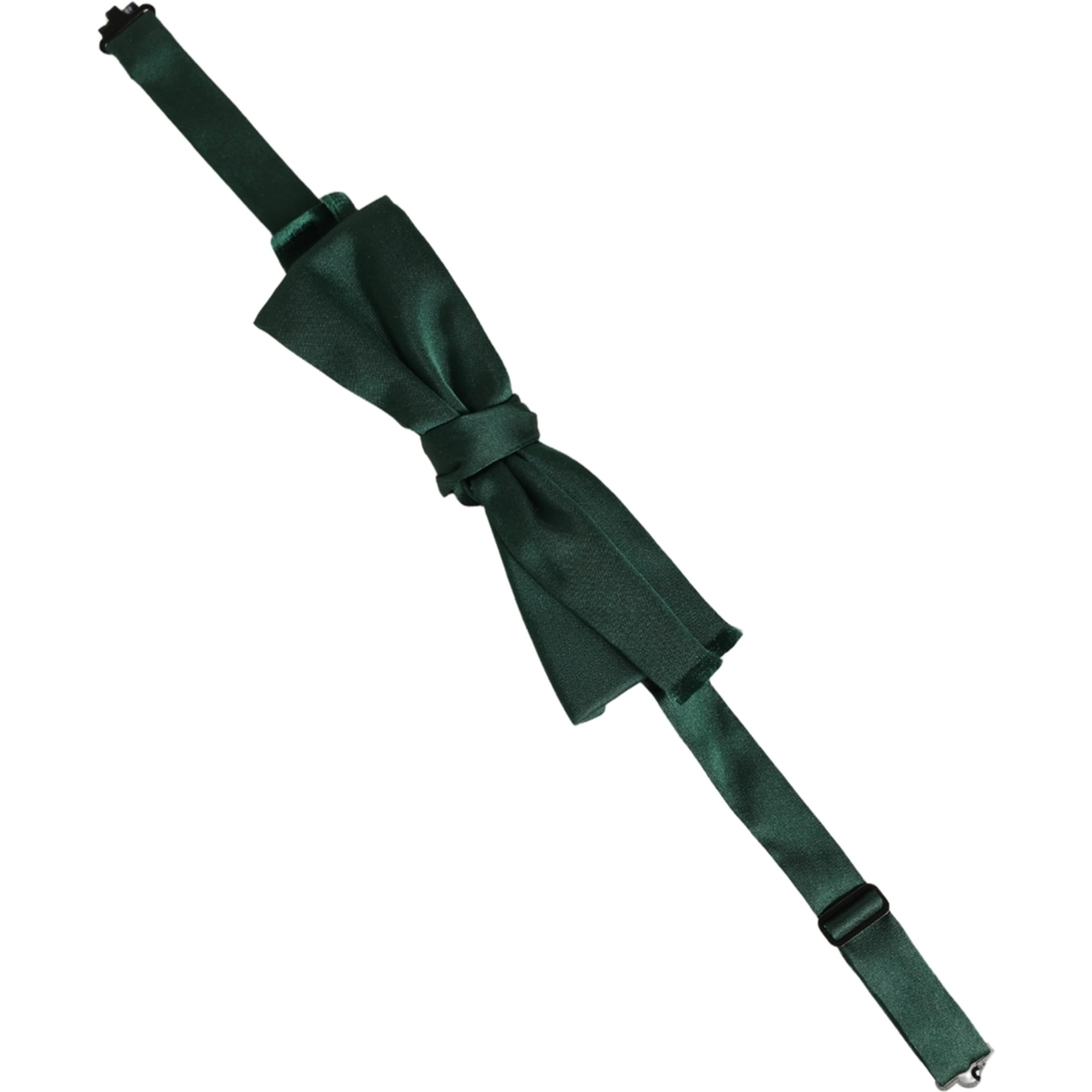 Men Dark Green Silk Adjustable Neck Papillon Bow Tie