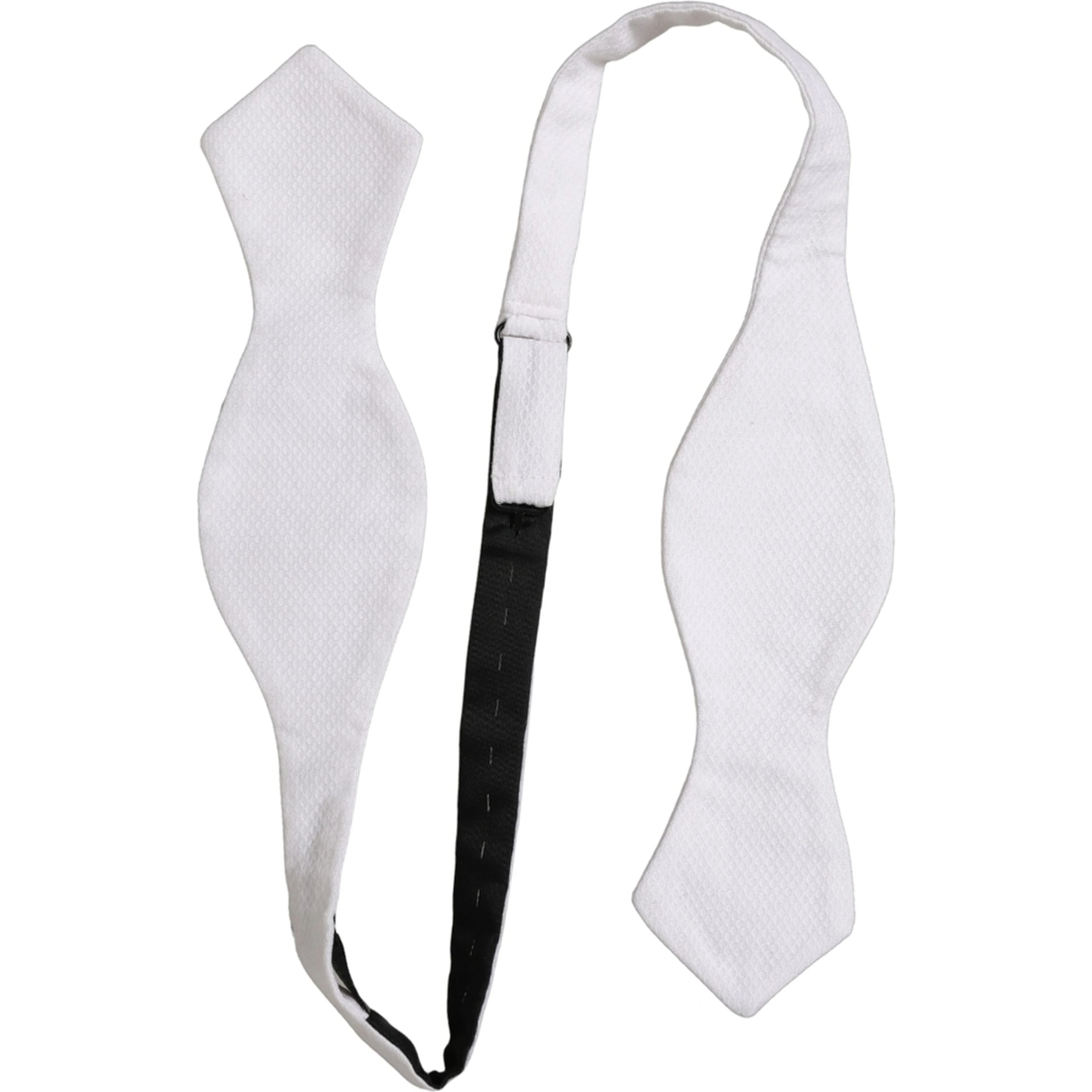 Men White 100% Silk Adjustable Neck Papillon Bow Tie