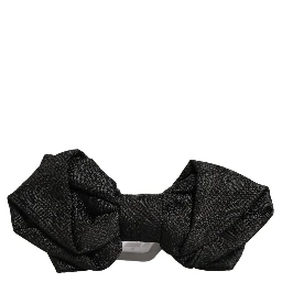 Men Black 100% Silk Adjustable Neck Papillon Bow Tie