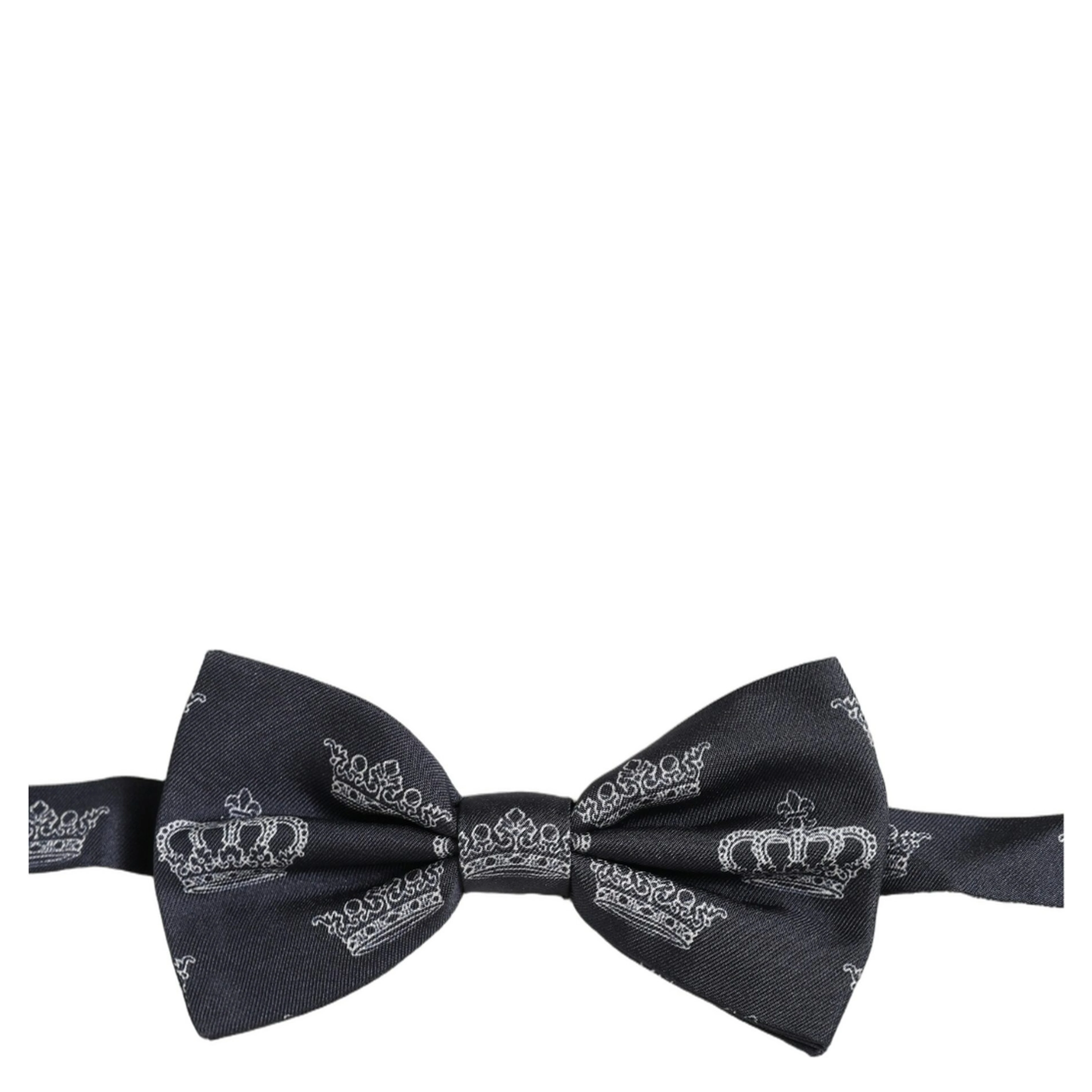 Men Black Crown Silk Adjustable Neck Papillon Bow Tie